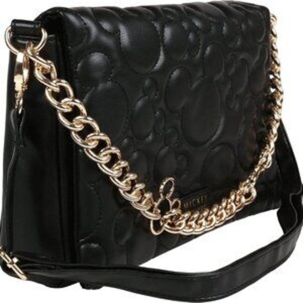 Mickey Mouse Black Quilted Chain Shoulder Bag